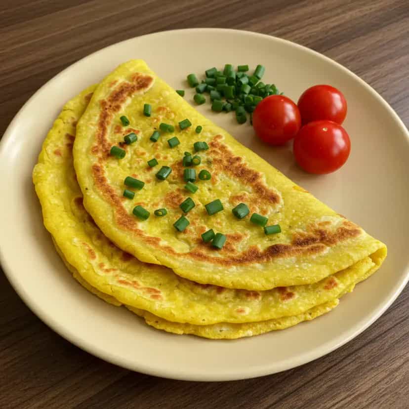 Foto deliciosa de Omelete cremosa de Queijo Minas pronta para servir - Brunch