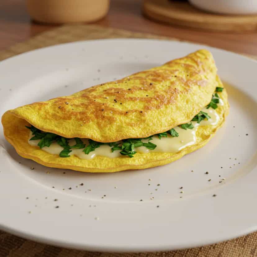 Foto deliciosa de Omelete Simples com 5 Ingredientes pronta para servir - Até 5 Ingredientes