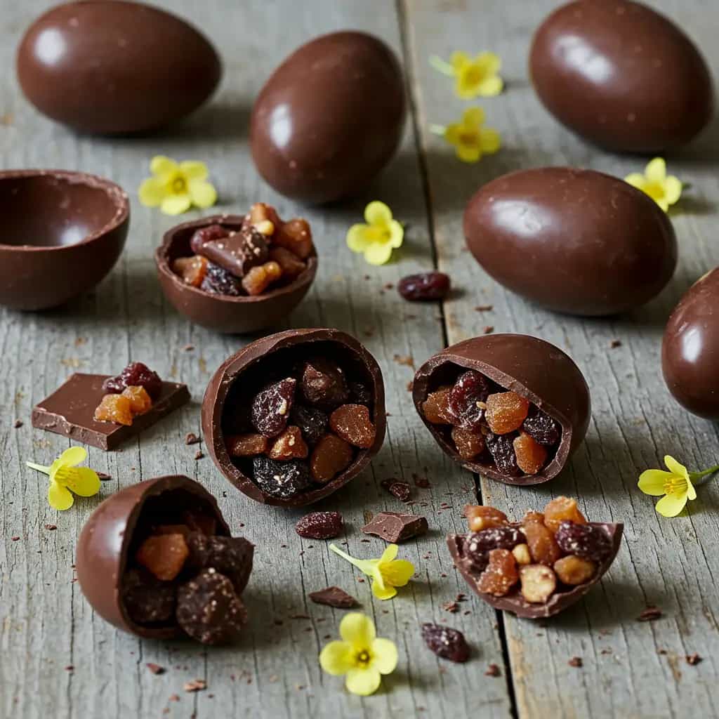 Ovos de Páscoa Meio Amargo com Mix de Frutas Secas