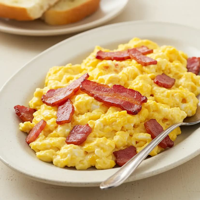 Ovos Mexidos Cremosos com Bacon Crocante