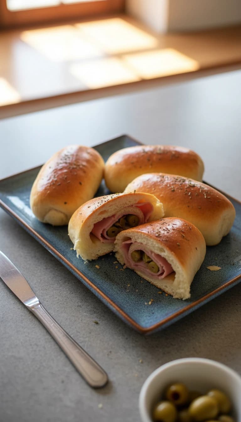 Pãezinhos Recheados com Presunto e Mussarela