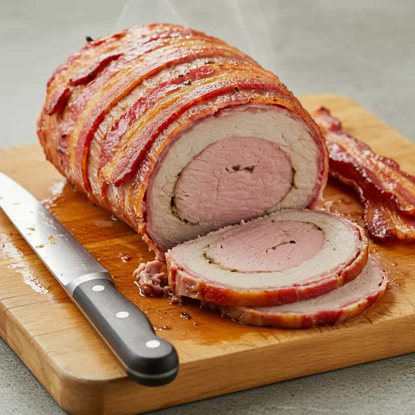 Foto deliciosa de Paleta Suína Assada com Bacon pronta para servir - Carnes & Frango