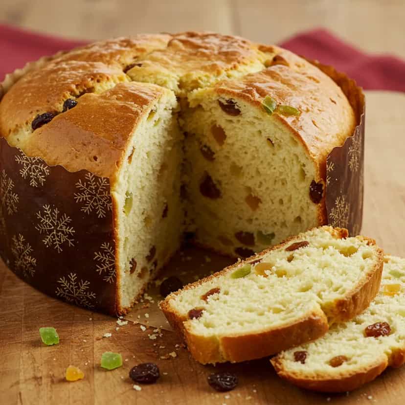 Foto deliciosa de Panetone Artesanal com Frutas Cristalizadas e Castanhas pronta para servir - Bolos & Cupcakes