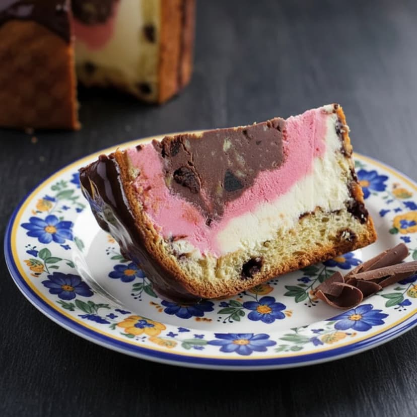 Panetone Recheado com Sorvete de Flocos e Chocolate