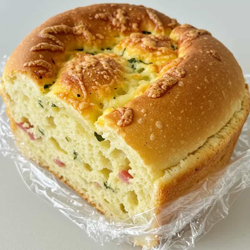 Foto deliciosa de Panetone Salgado de Calabresa e Mussarela pronta para servir - Lanches de Padaria