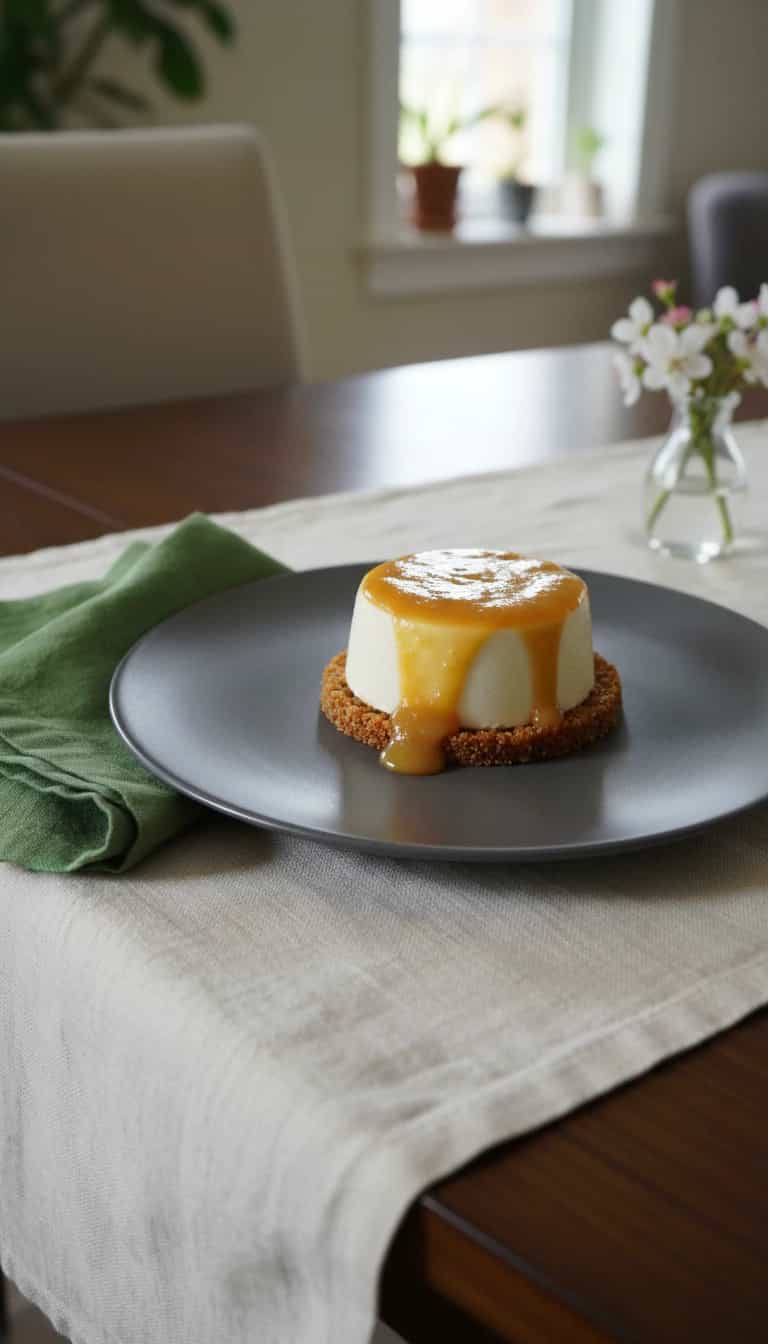 Panna Cotta com Coulis de Caqui e Canela e Praliné de Castanha-do-Pará