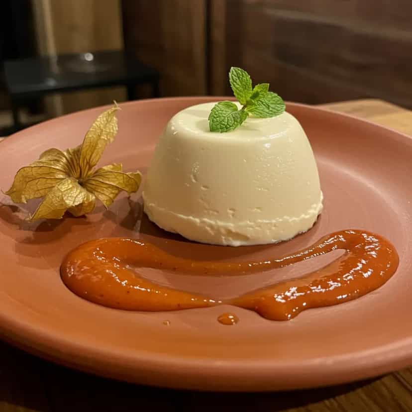 Foto deliciosa de Panna Cotta de Mascarpone com Calda de Goiabada Caseira pronta para servir - Pudins & Cremes