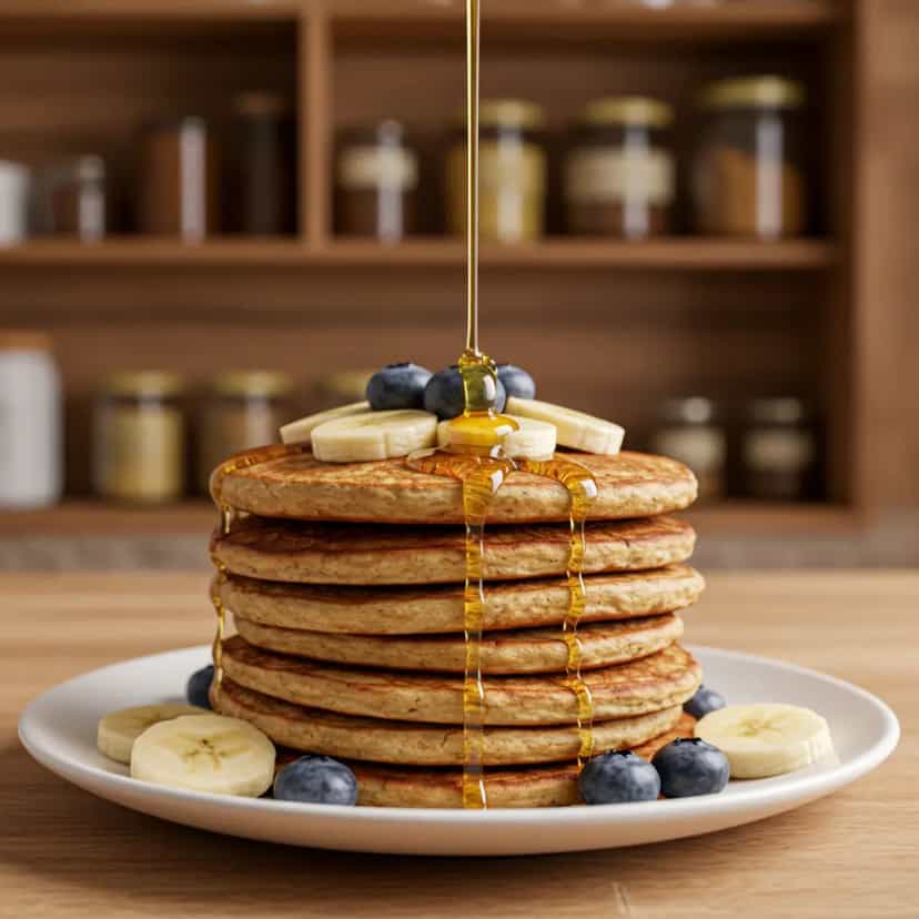 Foto deliciosa de Panqueca de Aveia e Proteína de Ervilha pronta para servir - Proteicas