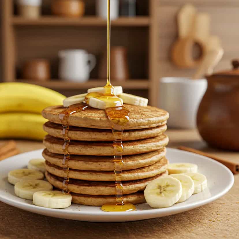 Foto deliciosa de Panqueca de banana fit pronta para servir - Panquecas & Waffles