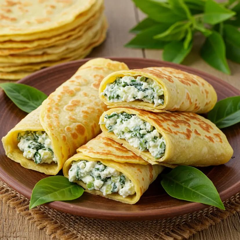 Panqueca de Espinafre com Cream Cheese Sem Glúten e Sem Lactose