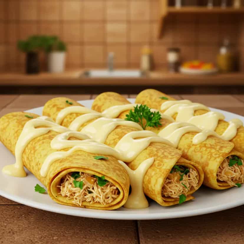 Foto deliciosa de Panqueca de Frango pronta para servir - Carnes & Frango