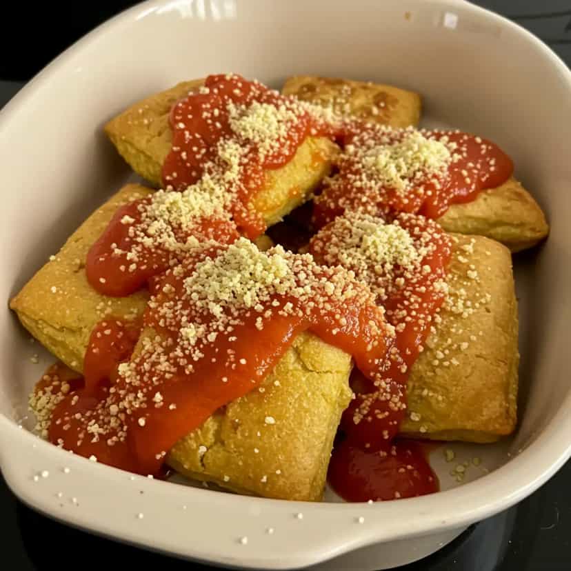 Foto deliciosa de Panquecas Recheadas de Presunto e Mussarela pronta para servir - Almoço & Jantar