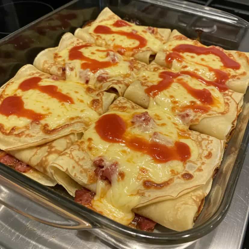 Foto deliciosa de Panquecas Rolês de Carne Moída pronta para servir - Carnes & Frango