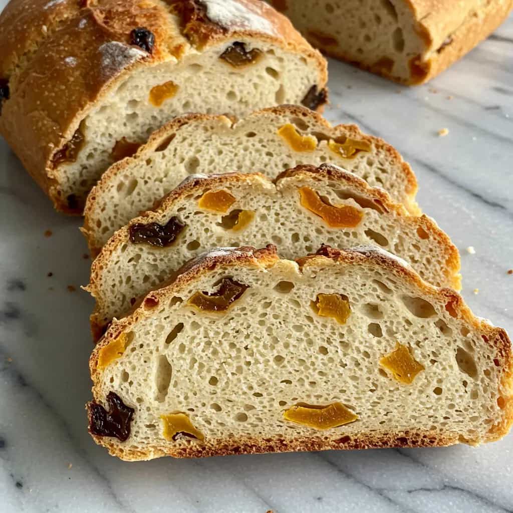 Pão Artesanal com Frutas Secas e Geléia de Damasco