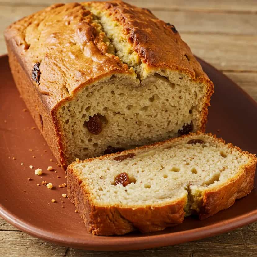 Foto deliciosa de Pão de Banana com Uva Passa: Receita Caseira pronta para servir - Lanches de Padaria
