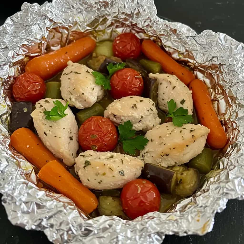 Papillote de Frango com Legumes Assados