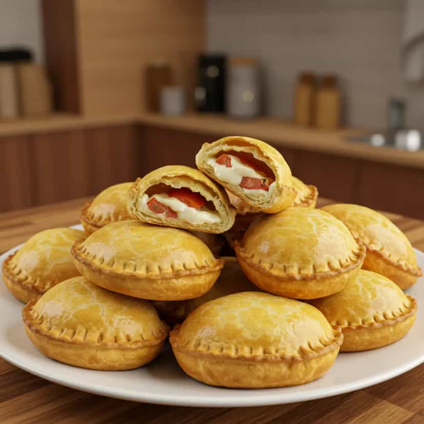 Foto deliciosa de Pastel de Forno Recheado pronta para servir - Lanches de Padaria