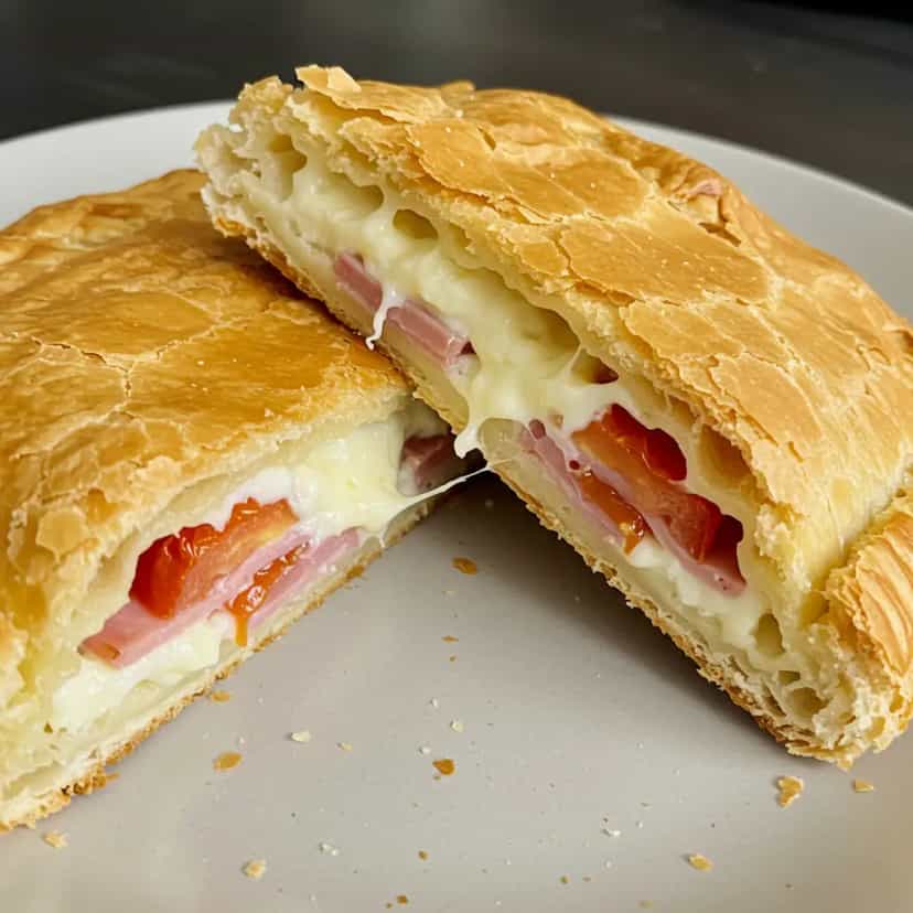Foto deliciosa de Pastel de Presunto e Queijo pronta para servir - Salgadinhos