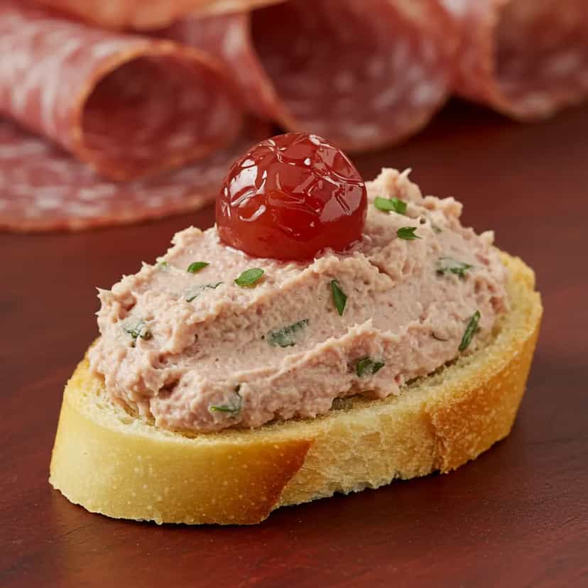 Foto deliciosa de Patê de Salame com Cerejas: Aperitivo Irresistível pronta para servir - Pastas & Patês