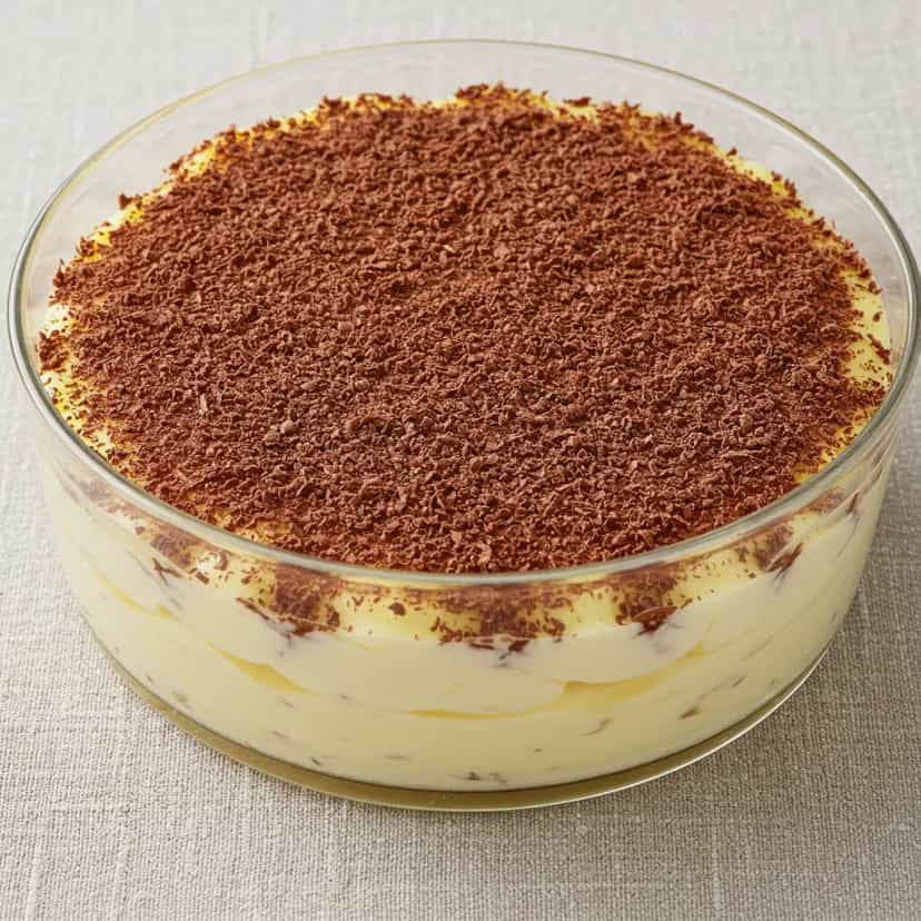 Foto deliciosa de Pavê de Brigadeiro com Bolacha Champagne pronta para servir - Pudins & Cremes