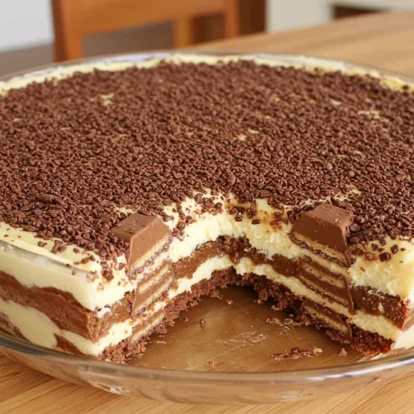 Foto deliciosa de Pavê de Chocolate com Bis pronta para servir - Doces Gelados & Sorvetes