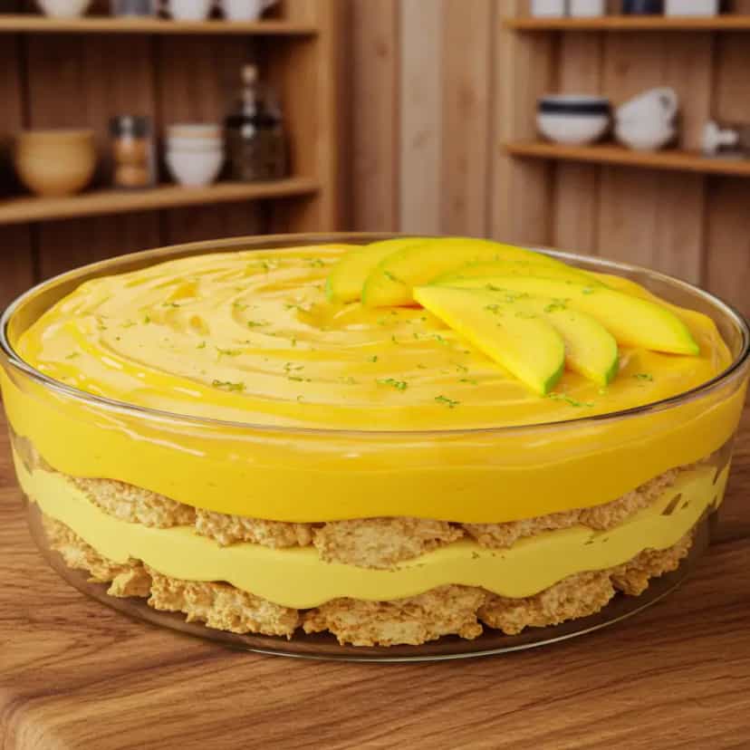 Foto deliciosa de Pavê de manga pronta para servir - Doces Gelados & Sorvetes