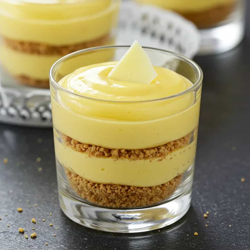 Foto deliciosa de Pavê de Mousse de Maracujá com Brigadeiro Branco pronta para servir - Pudins & Cremes