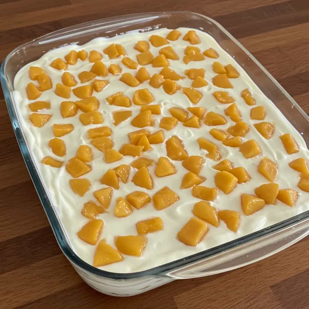 Pavê de Pêssego com Creme de Leite