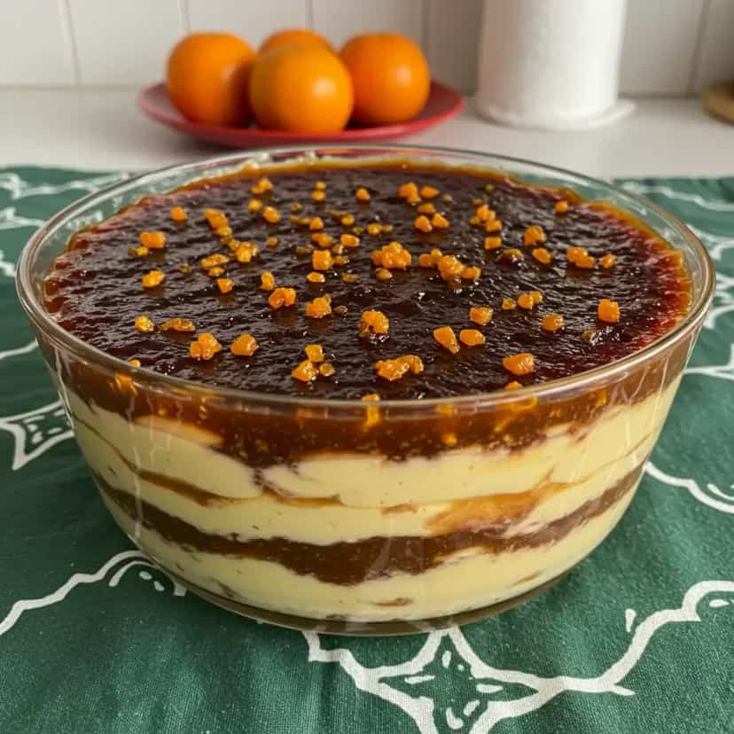 Foto deliciosa de Pavê de Trufa com Laranja e Chocolate Meio Amargo pronta para servir - Pudins & Cremes