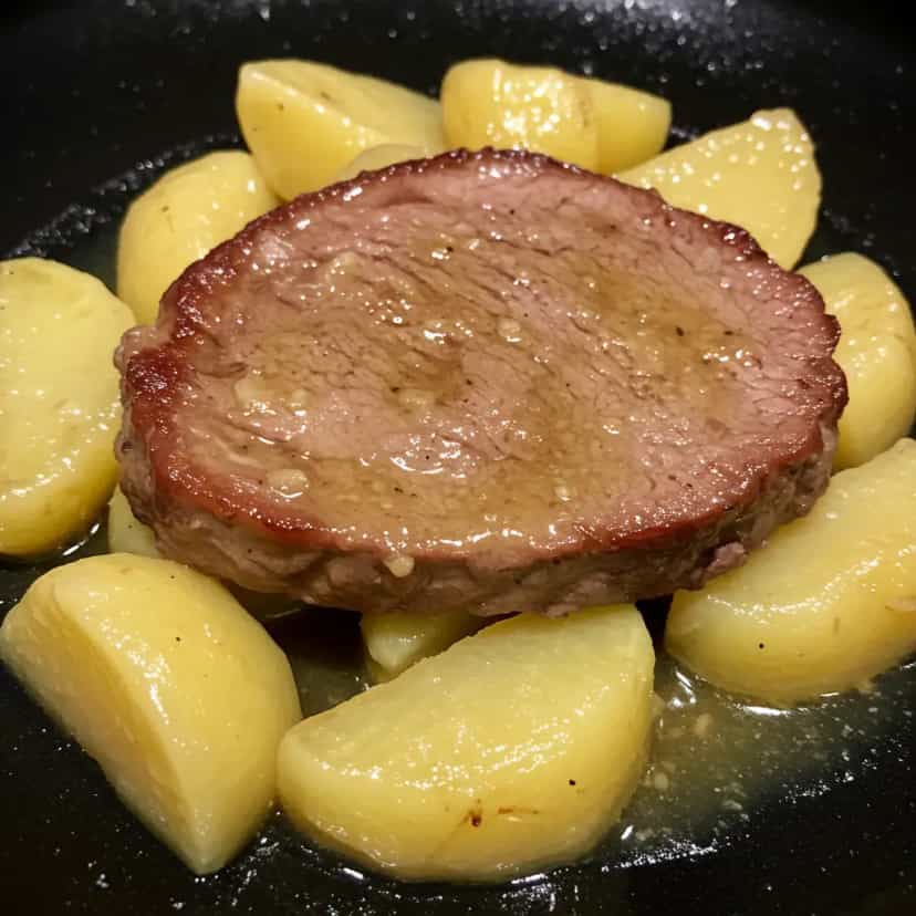 Foto deliciosa de Peito de Boi Assado com Aipim na Pressão pronta para servir - Carnes & Frango