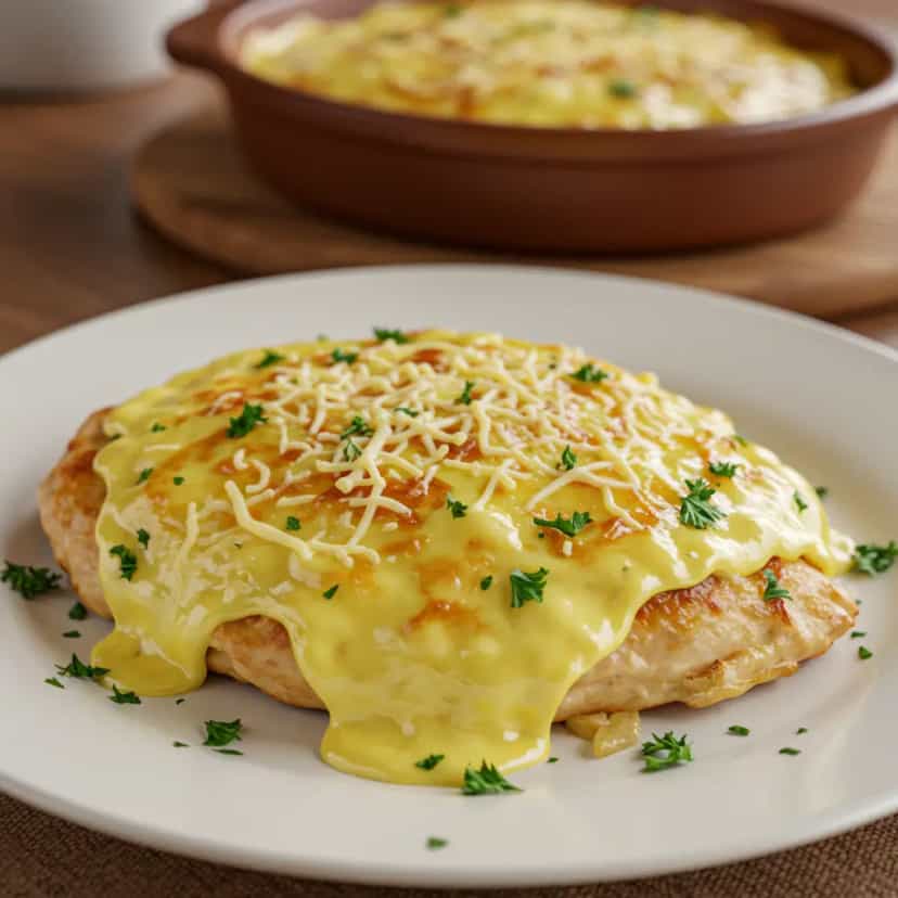 Foto deliciosa de Peito de frango ao forno com requeijão pronta para servir - Carnes & Frango