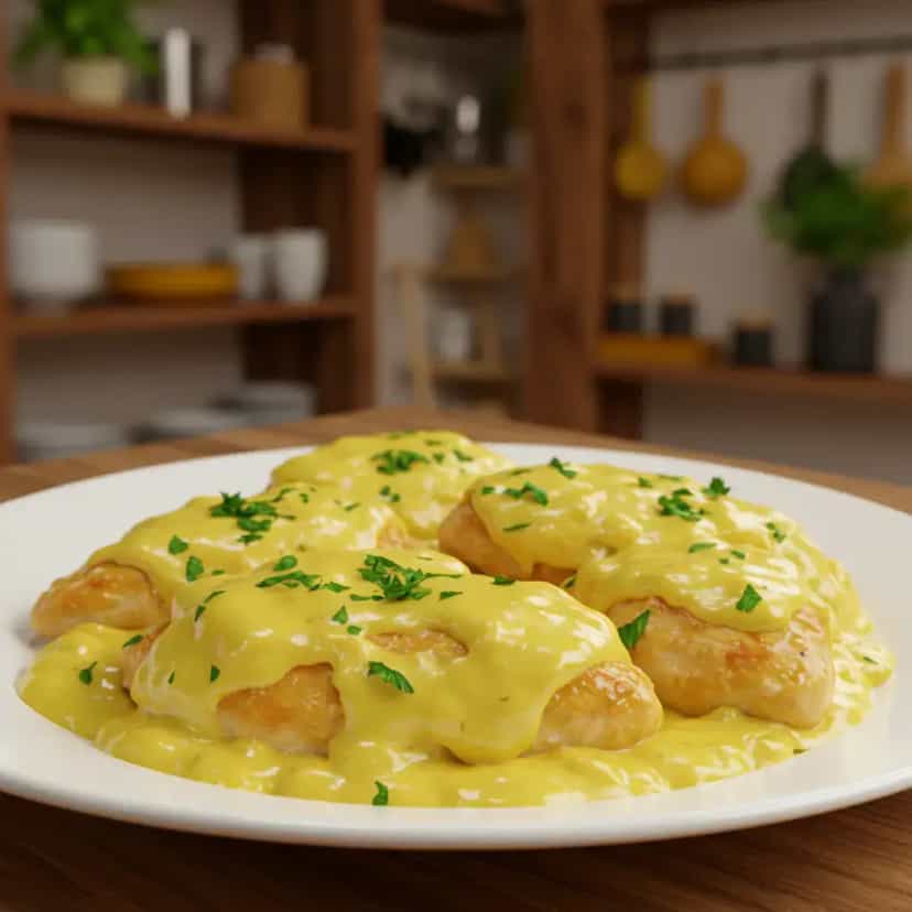 Foto deliciosa de Peito de frango com requeijão cremoso pronta para servir - Carnes & Frango