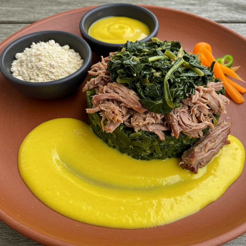 Foto deliciosa de Peito de Pato ao Tucupi com Jambú pronta para servir - Carnes & Frango