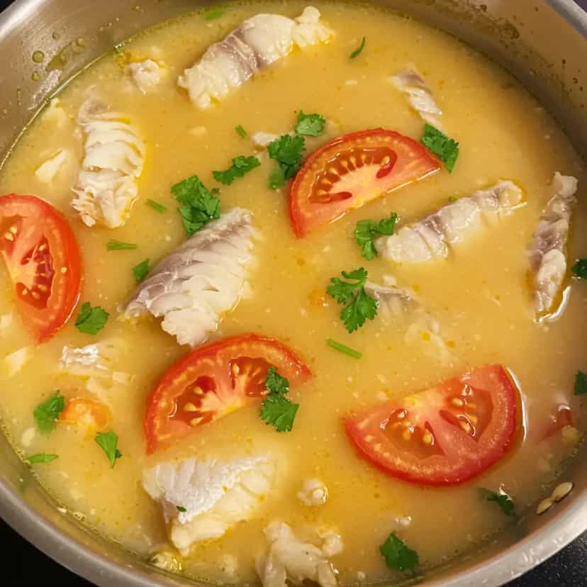 Foto deliciosa de Peixada Brasileira Tradicional pronta para servir - Peixes & Frutos do Mar
