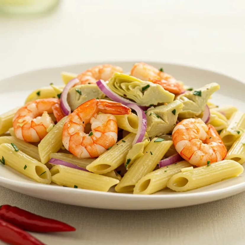 Penne com Lagostim, Alcachofra e Erva-Doce