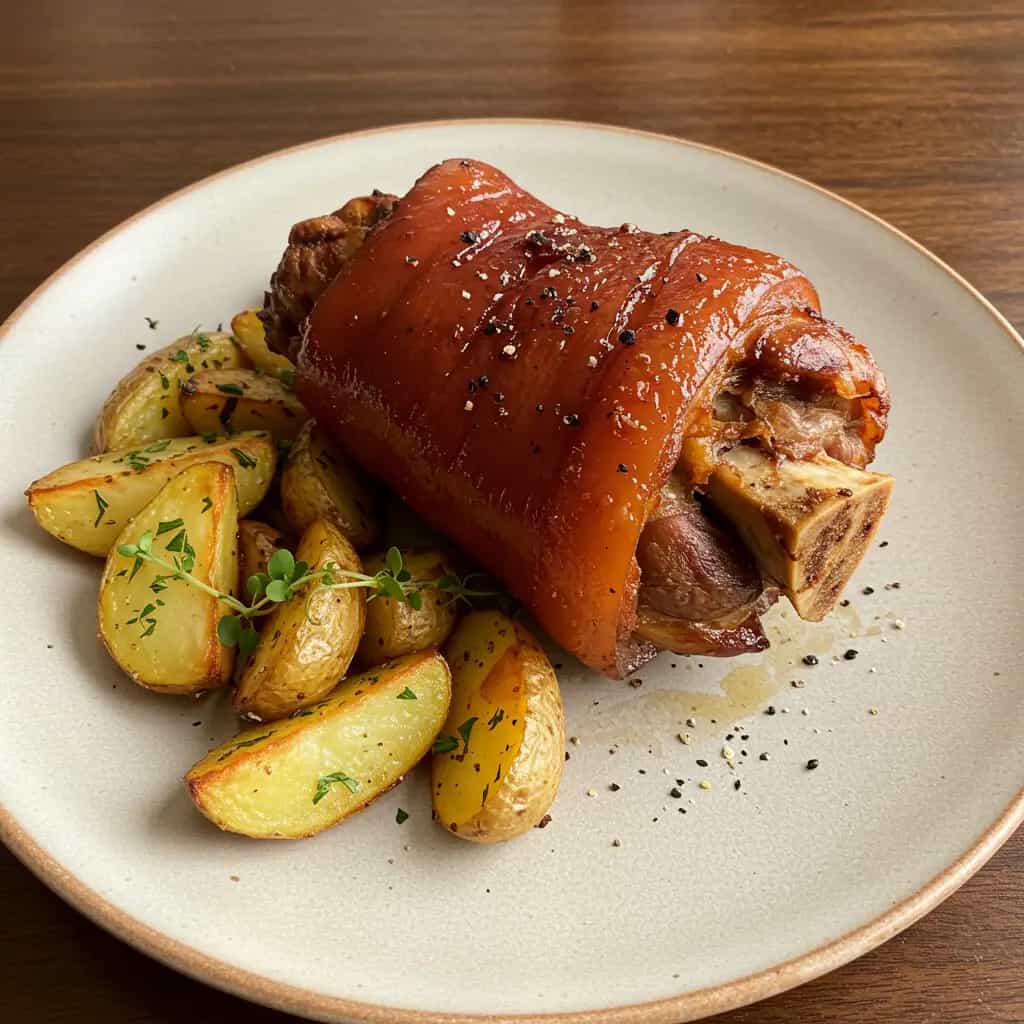 Pernil Assado com Batatas ao Molho de Limão e Ervas