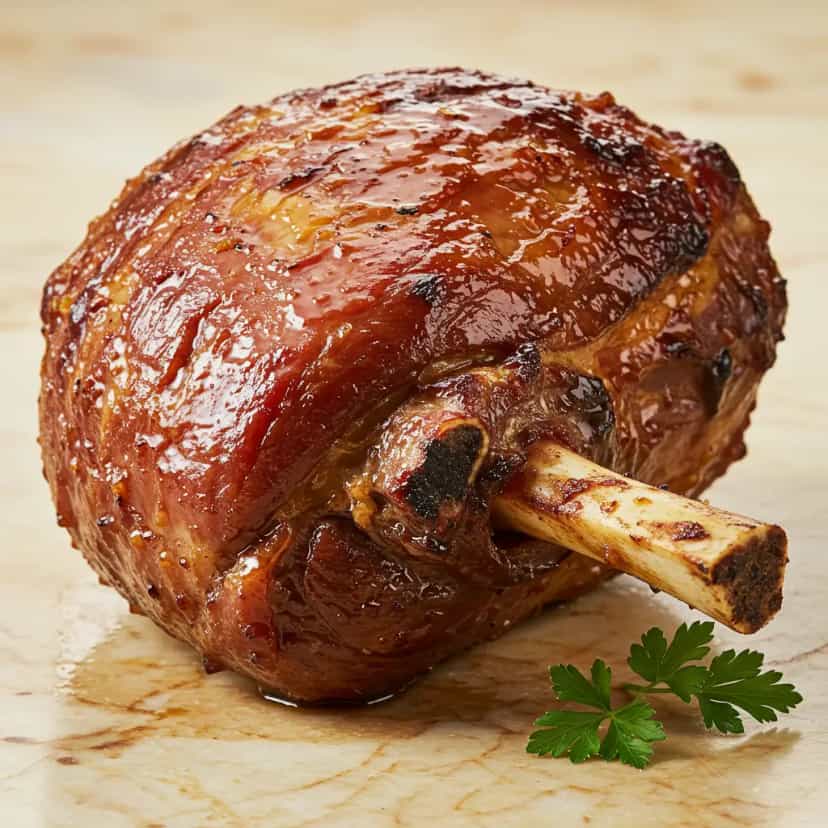 Foto deliciosa de Pernil Assado com Cachaça e Pimentas pronta para servir - Carnes & Frango
