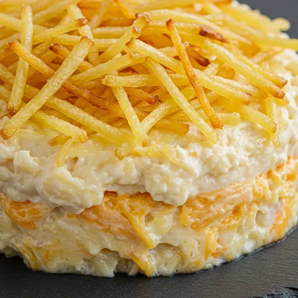 Pernil cremoso com requeijão e batata palha