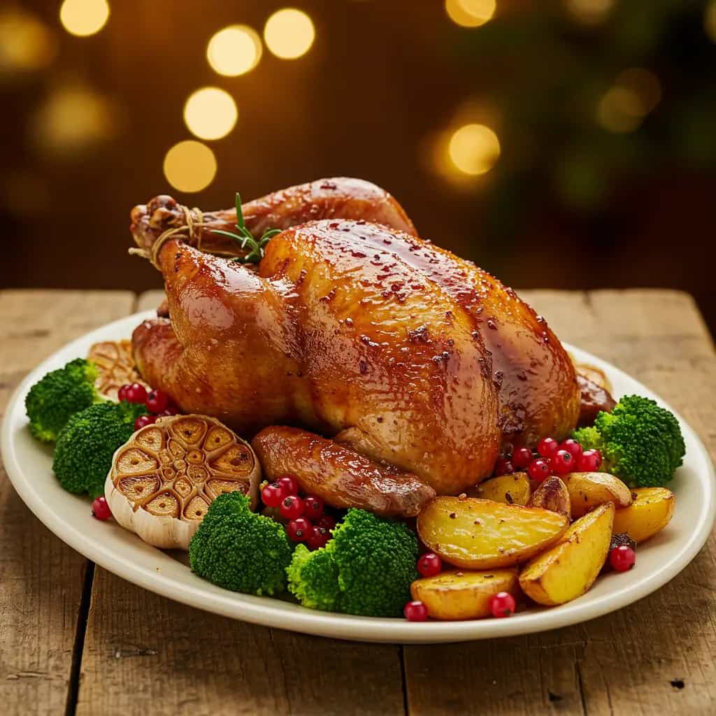 Peru Assado com Farofa de Nozes e Frutas