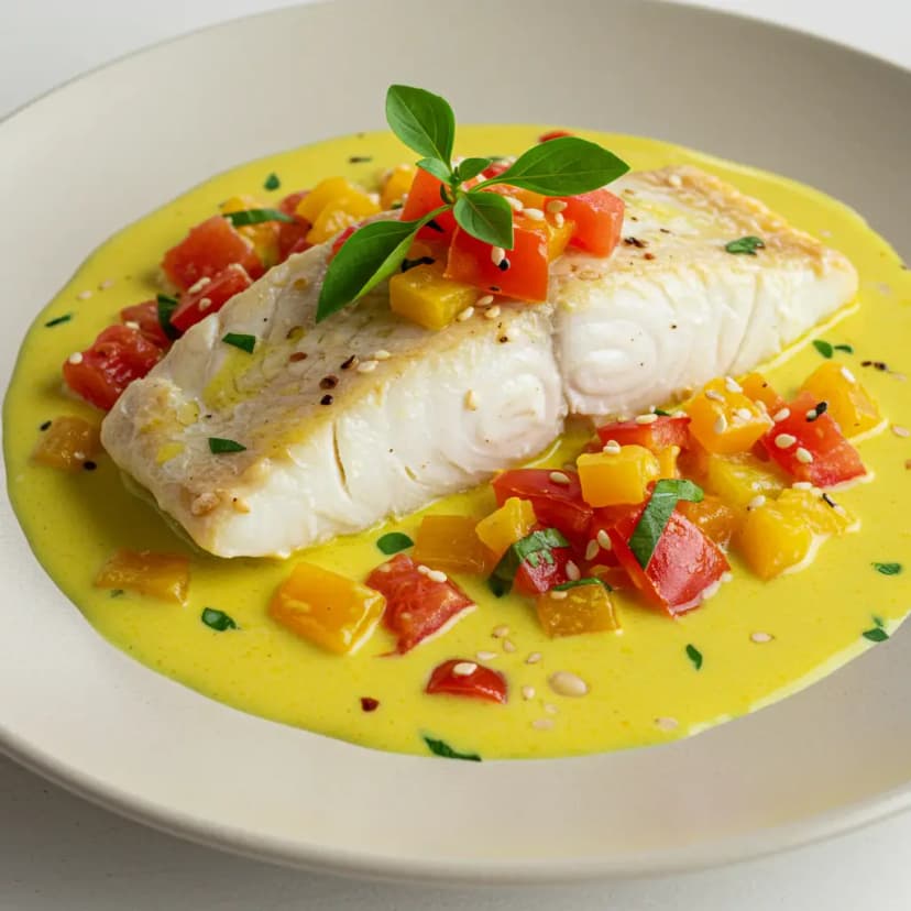 Pescada Amarela ao Leite de Coco e Curry