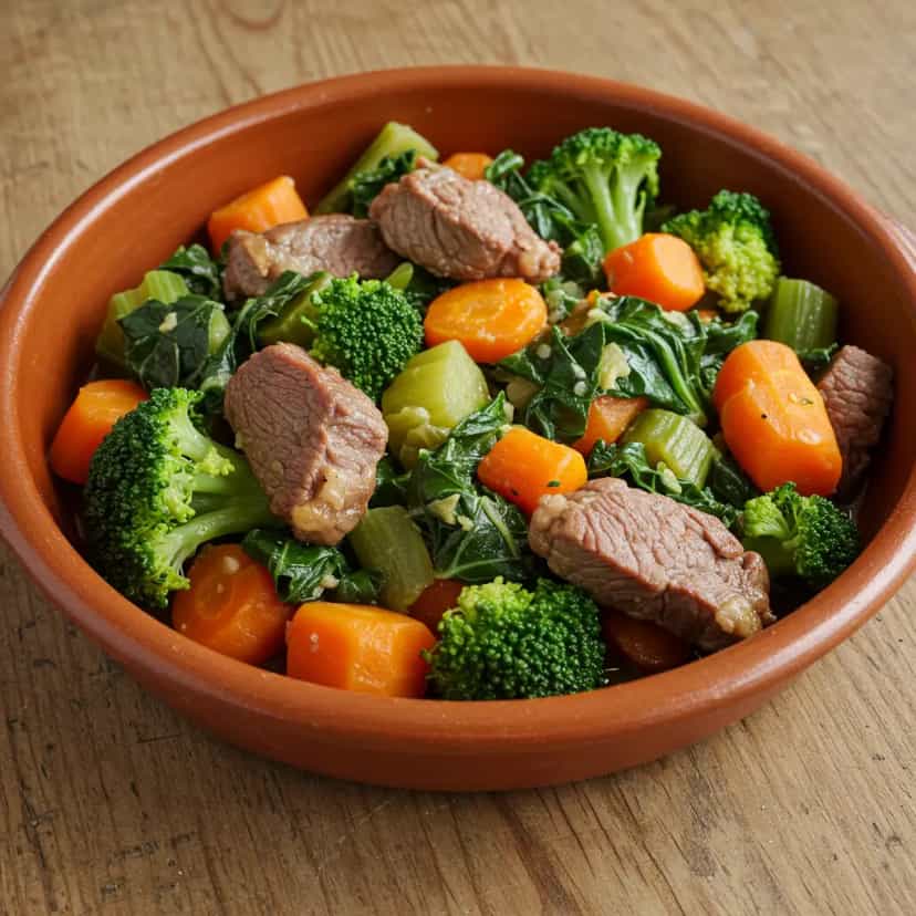 Foto deliciosa de Picadinho de Carne com Legumes Misto pronta para servir - Carnes & Frango