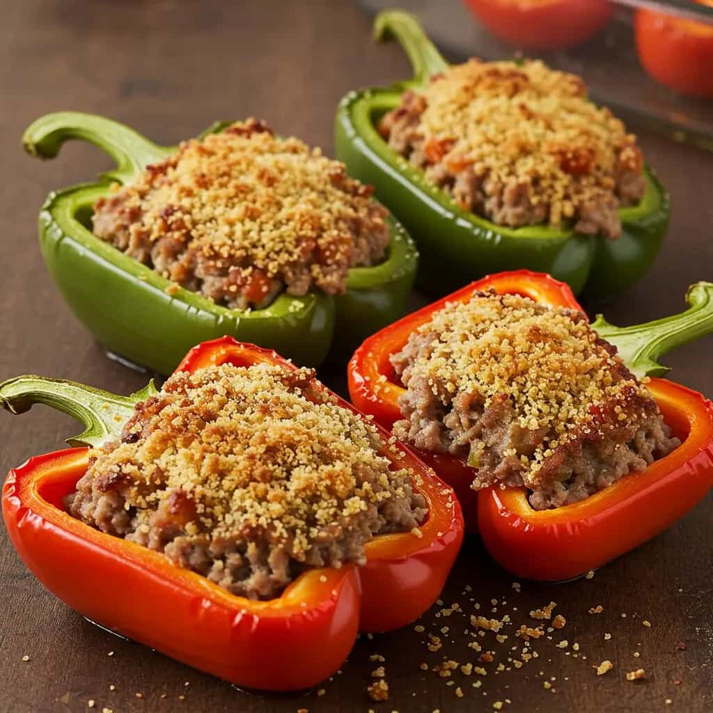 Pimentões Recheados com Carne e Cogumelos