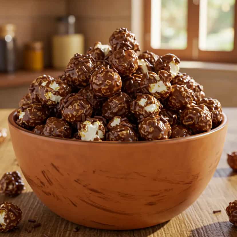 Foto deliciosa de Pipoca de Chocolate pronta para servir - Outras Receitas