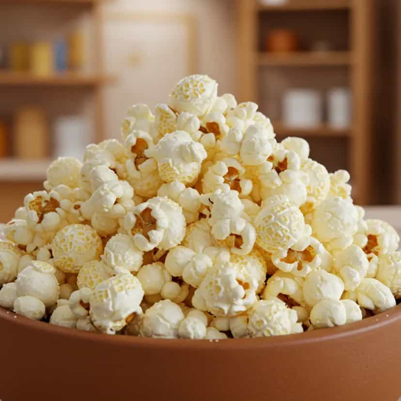 Foto deliciosa de Pipoca de micro-ondas com milho comum sem óleo pronta para servir - Snacks Naturais