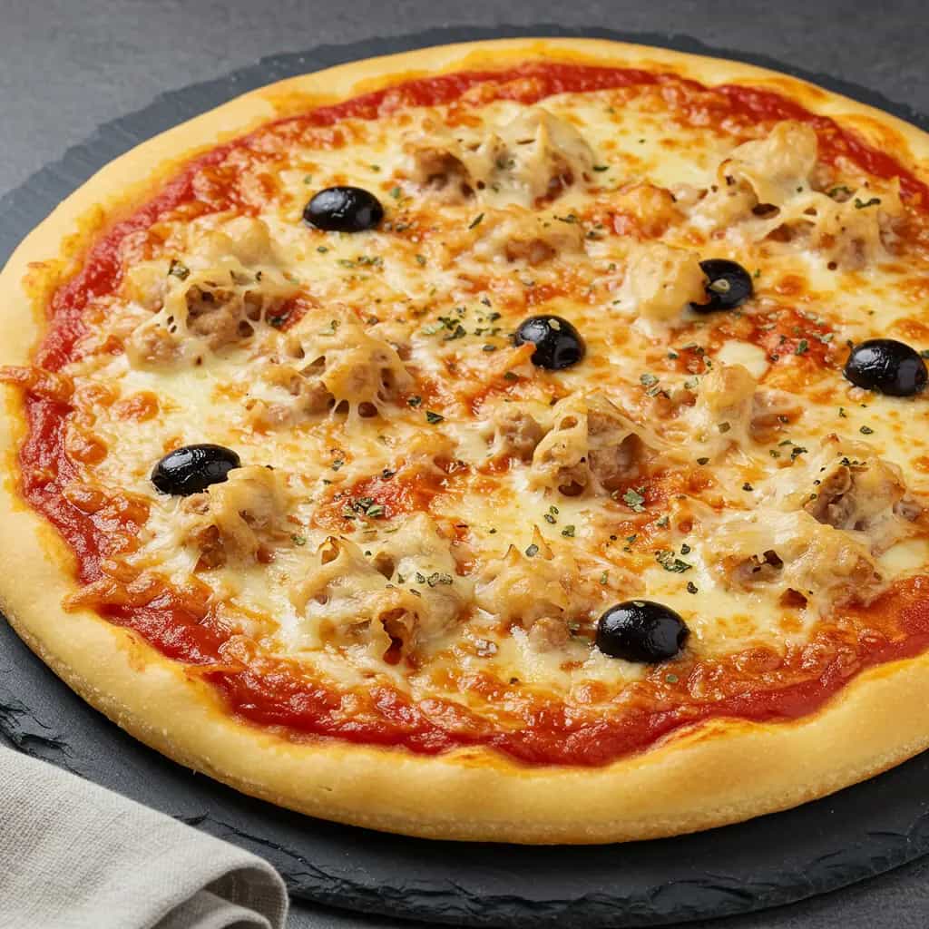 Pizza de Bacalhau com Azeitonas