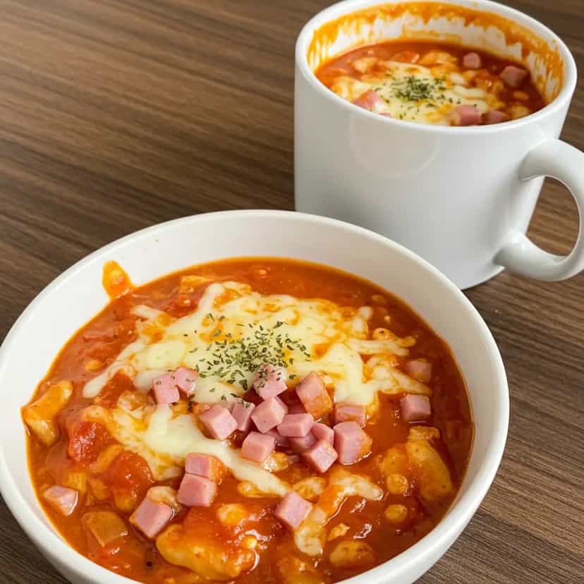 Foto deliciosa de Pizza de caneca pronta para servir - No Micro-ondas