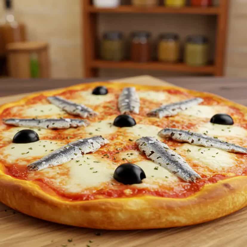 Foto deliciosa de Pizza de Sardinha pronta para servir - Lanches de Padaria