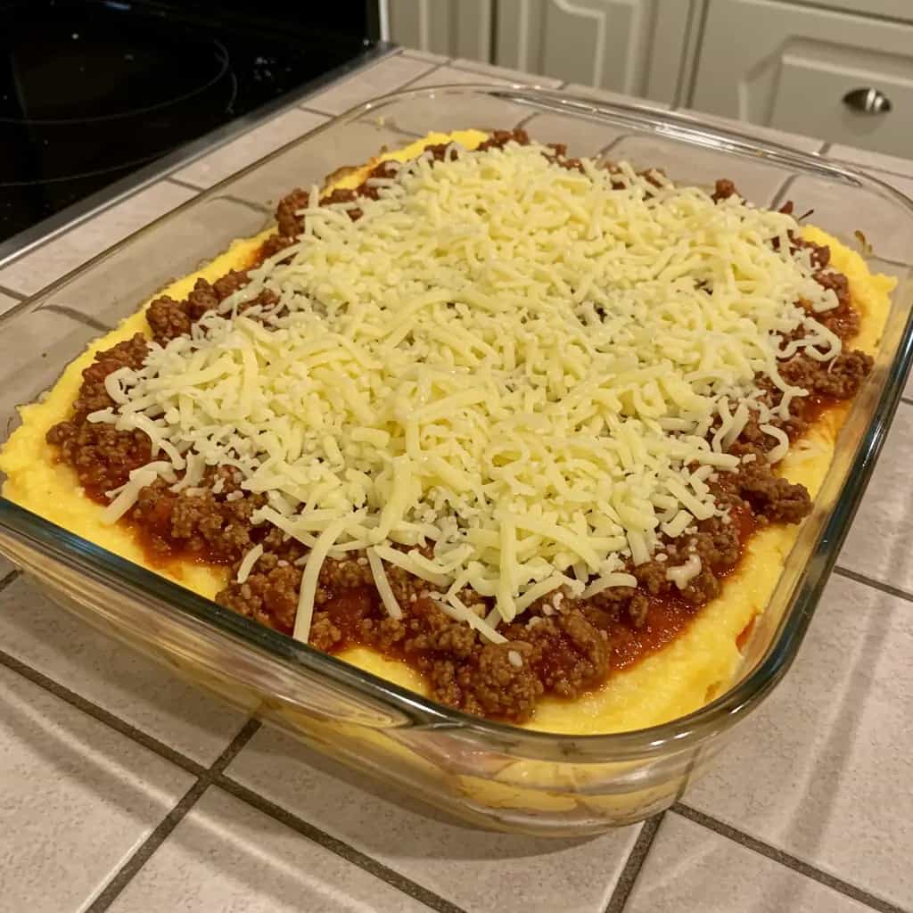 Polenta Cremosa com Molho de Carne Moída