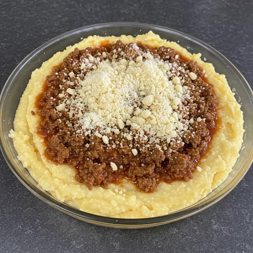Polenta Cremosa com Recheio de Carne