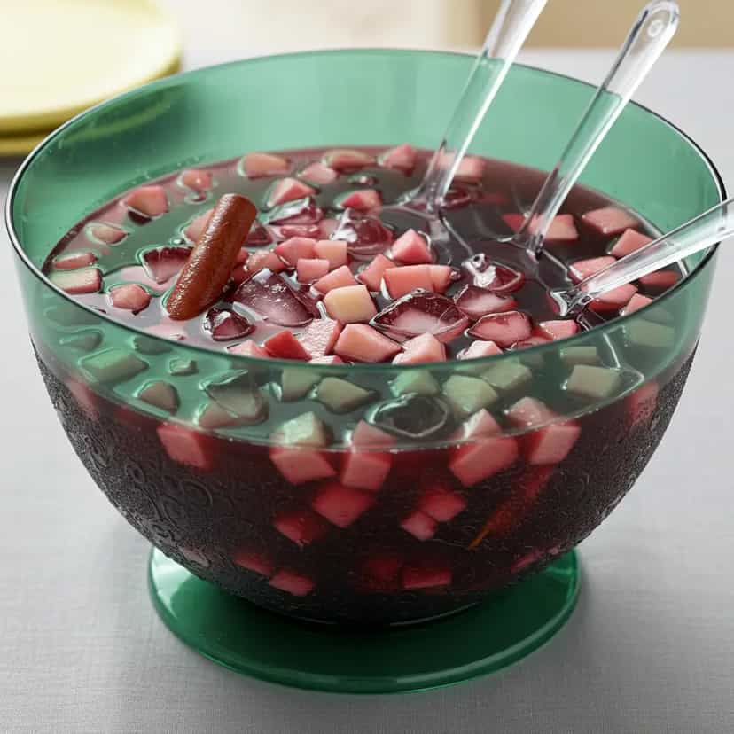 Foto deliciosa de Ponche de Vinho Tinto com Frutas pronta para servir - Coquetéis